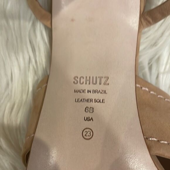 Schutz Anayra Nubuck Honey Beige Sandals - Picture 6 of 7